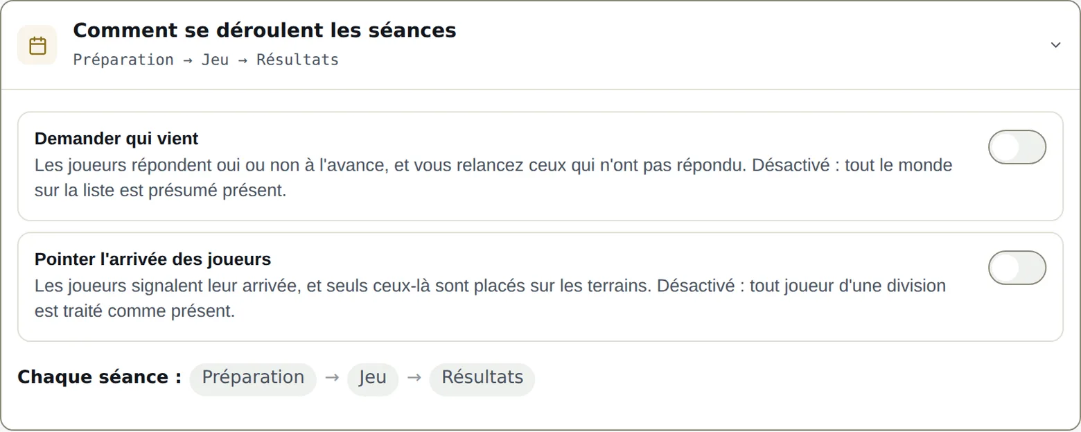 L’onglet Séances : RSVP et pointage des arrivées